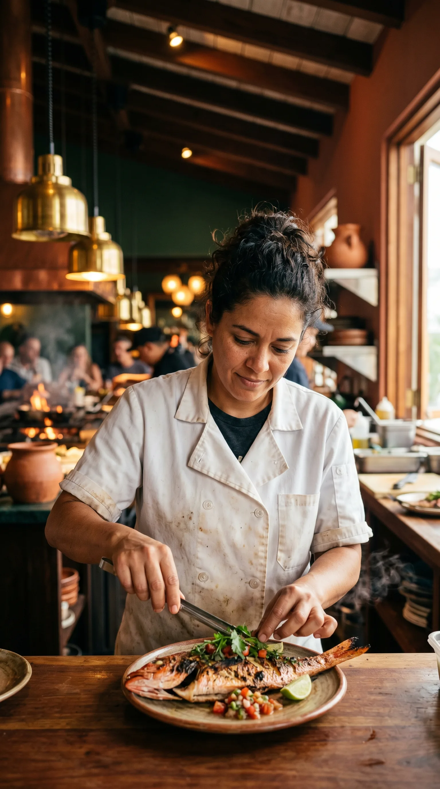 Chef Sofía Reyes at the pass